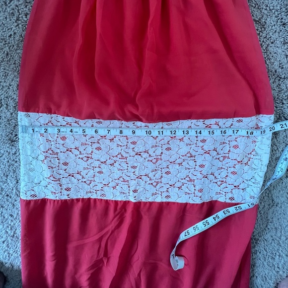 Bright Coral And Lace Maxi Dress - Picture 5 of 6